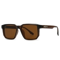 Vintage square tortoiseshell sunglasses with brown lenses and silver metal side accents - Transparent Tea Frame Tea Lens (C6)