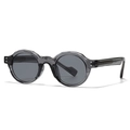 Modern grey translucent round sunglasses with unique wavy textured frames and silver rivets - Solid Grey Frame Grey Lens