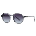Classic square sunglasses with transparent gray frames and gradient gray-blue lenses - C3 Gray Frame Double Gray