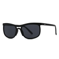 Modern black full-rim D-frame cat-eye sunglasses with dark grey protective lenses - Black Frame Black Grey Lens