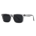 Moderne quadratische Sonnenbrille mit grauen transparenten Rahmen und schwarzen Gläsern - Grauer Rahmen Schwarzgraue Gläser (C5)