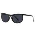 Modern cat eye sunglasses in matte black finish with dark grey lenses and silver accents - Grey Frame / Black Grey Lens