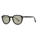Modern vintage black sunglasses with gray lenses and gold hinge accents - Black Frame Gold Mirror Lens