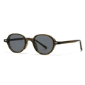 Vintage round frame sunglasses in translucent tea brown finish with silver diamond studs - Dark Green Frame Gray Lens