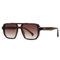 Classic oversized square sunglasses with double-bridge frame and tea gradient lenses - Tea Frame/Tea Lens