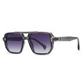 Classic square sunglasses with grey translucent frames and purple gradient lenses - C5 Gray Frame Double Gray Lens