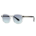 Retro polygon sunglasses with transparent frames and blue-grey gradient lenses - Clear Grey Green