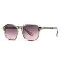 Fashionable round-frame sunglasses with translucent grey frames and pink purple gradient lenses - Gray Frame Purple Lens