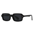 Matte black square frame sunglasses with silver rivet detail and dark grey lenses - Black (C1 Black Frame Grey Lens)