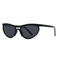 Lunettes de soleil œil de chat modernes avec monture noire et verres gris foncé vintage - Noir Brillant Verres Gris