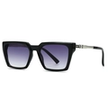 Classic black square sunglasses with purple gradient lenses and silver metal accents - C4 Black Frame Purple Grey Gradient Lens