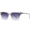 Stylish translucent grey matte sunglasses with gradient purple lenses and metal hinges - C6 Grey Blue Gradient Frame Purple Lens