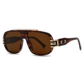Gafas de sol cuadradas retro con montura de carey y puente de metal dorado moderno - Montura Carey Lente Té