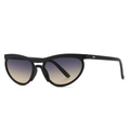 Lunettes de soleil œil-de-chat modernes, monture noire mate et verres dégradés violets - Monture Noire Verres Dégradés Gris Jaune