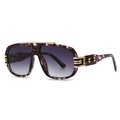 Modern vintage oversized aviator sunglasses with tortoise frame and purple gradient lenses - Floral Double Gray