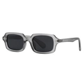 Quadratische, lichtdurchlässige graue Sonnenbrille mit schwarzen Gläsern und Nieten - Grauer Rahmen Graue Gläser (C6)