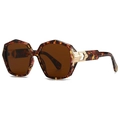 Modern retro tortoiseshell sunglasses with oversized frames and gold metal accents - Deep Tortoise Dark Brown