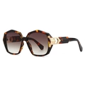 Modern retro oversized tortoiseshell sunglasses with gradient brown lenses and gold metal accents - Tortoise Gradient Brown
