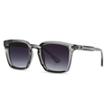 Classic square sunglasses with transparent grey frame and purple gradient lenses - C6 Grey Frame Grey Lens