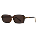 Retro rectangle sunglasses with dark tortoiseshell frame and brown tinted lenses - Tortoiseshell Frame Tea Lens