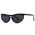 Modern black cat-eye sunglasses with grey lenses and silver oval accents - Matte Black Grey