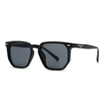 Klassische schwarze quadratische Sonnenbrille mit silbernem Flügel-Logo für Herren - Schwarzer Rahmen Glänzend Schwarze Bügel