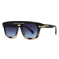 Modern retro oversized sunglasses with tortoise shell frame and blue gradient lenses - C4 Black Tortoise Frame Blue Lens
