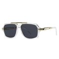 Lunettes de soleil carrées modernes avec monture transparente et détails dorés - Transparent Noir Verres Gris (C2)