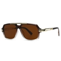 Lunettes de soleil aviateur rétro oversize avec verres dégradés bruns et détails dorés - Monture Thé Verre Thé (C5)