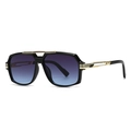 Lunettes de soleil rétro avec monture noire, pont doré et verres dégradés violets - Monture Noire Verres Gris Bleu (C6)