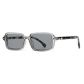 Modische rechteckige Sonnenbrille mit grauem Rahmen und Bügeln im Marmor-Design - Grauer Transparenter Rahmen Graue Gläser