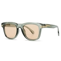 Modern retro oversized men sunglasses with translucent grey frames and gold lightning accents - Transparent Green Frame Tea Lens