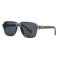 Retro square smoke grey sunglasses with semi-transparent frame and silver metal accents - C6 Grey Frame Grey Lens