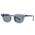Occhiali da sole rotondi vintage blu scuro trasparente con rivetti ad ala argento - Montatura Blu Lenti Grigie (C3)