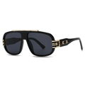 Gafas de sol modernas negras de gran tamaño con montura piloto y detalles dorados - Montura Negra Gris Completo