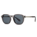 Retro round sunglasses with grey translucent frames and silver arrow metal accents - Grey Frame / Black Grey Lens