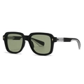 Retro oversized polygon sunglasses with matte black frames and olive green lenses - C4 Black Frame Light Green Lens
