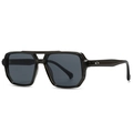 Classic square sunglasses with grey lenses and silver star rivet on transparent black frames - C6 Transparent Gray Frame Gray Lens