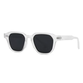 Modern retro round sunglasses with matte white geometric frame and dark lenses - Transparent White Frame Grey Lens (C4)