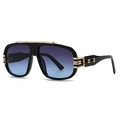 Gafas de sol para hombre con montura negra, lentes degradadas azules y detalles en oro - Montura Negra Gris Azul