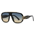 Gafas de sol aviador de gran tamaño vintage, montura negra y lentes degradadas azul amarillo - Montura Negra Lentes Verde Naranja