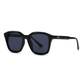 Square black sunglasses with tortoiseshell temples and silver arrow metal accents - Black Frame Leopard Temple Black Grey Lens (C4)