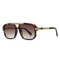 Moderne Retro-Sonnenbrille mit quadratischem Rahmen in Schildpatt und Gold-Details - Schildpatt-Rahmen Teelinsen