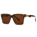 Classic pilot-style square sunglasses with tortoiseshell frames and brown lenses - Tea Frame Tea Lens