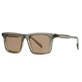 Neutral square sunglasses with translucent grey frame and dark brown tinted lenses - Transparent Gray Frame/Tea Lens (C2)