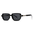 Retro thick-frame black sunglasses with gold arrow accents and visible metal core - C1 Black Frame Black Grey