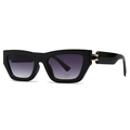 Retro square flat top sunglasses with black frames and purple gradient lenses - Black Frame Gray Gradient (C6)