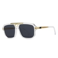 Modern retro square sunglasses with transparent frames and dark gray lenses for men - Transparent Frame Black Grey Lens