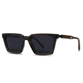 Retro polarized sunglasses with translucent gray frames and wood grain textured temples - Dark Tea Frame Black Grey