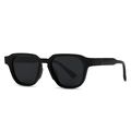 Modern retro black geometric sunglasses with thick frame and high-quality dark lenses - Black (C1)